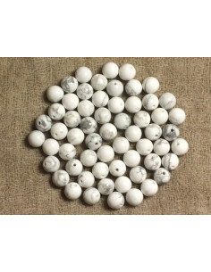 Fil 39cm 63pc env - Perles de Pierre - Howlite Boules 6mm  2