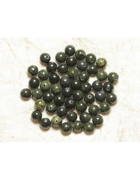 Filo 39 cm circa 46 pz - Perline di pietra - Palline serpentine 8 mm