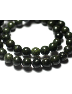 10pc - Perles Pierre Serpentine Boules 8mm vert kaki noir...