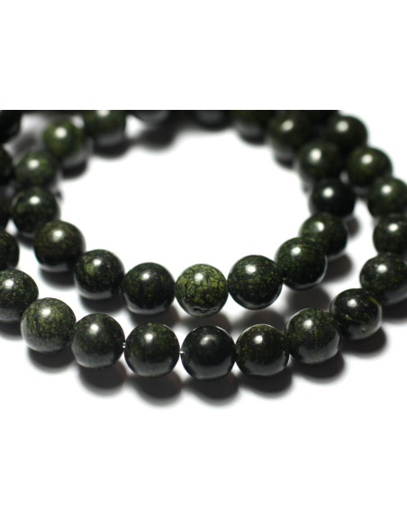 Filo 39 cm circa 46 pz - Perline di pietra - Palline serpentine 8 mm