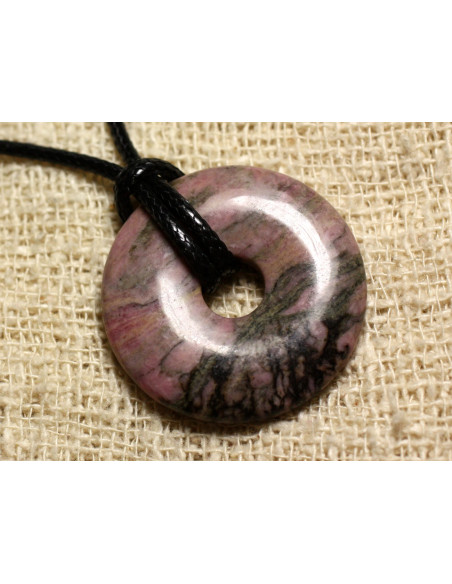 1pc - Semi precious stone pendant - Rhodonite Donut 30mm 4558550010124