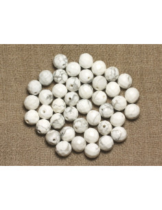 Fil 39cm 46pc env - Perles de Pierre - Howlite Boules Facettées 8mm 2