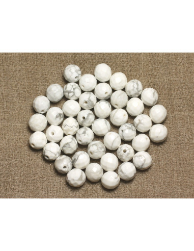 Fil 39cm 46pc env - Perles de Pierre - Howlite...
