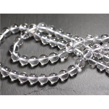 1 Fil 39cm Perles de Pierre - Cristal de Roche Quartz Boules 4mm