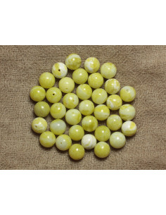 Fil 39cm 65pc environ - Perles Pierre Jade Citron boules... 2