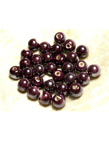 10pc - Perline in ceramica porcellana 8mm Balls...