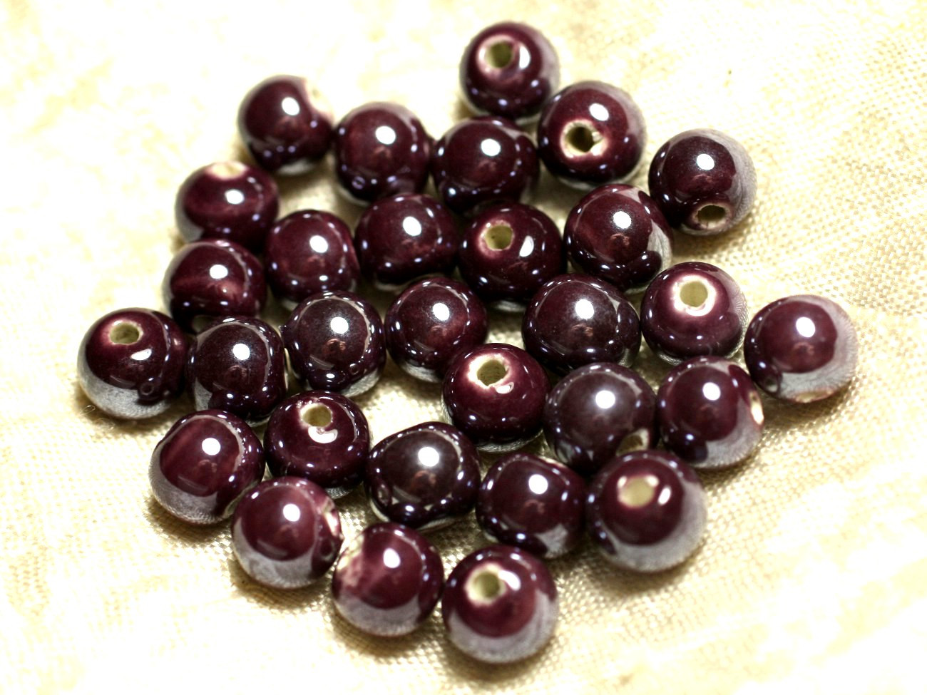 10pc - Porcelain Ceramic Beads 8mm Balls Purple 4558550011374