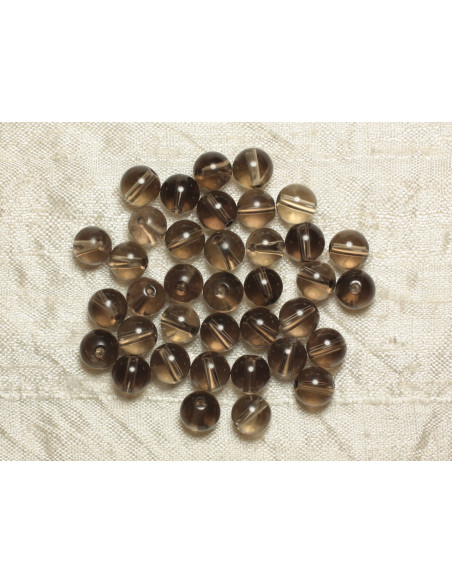 10pc - Perles Pierre Quartz Fumé Boules 4mm marron gris taupe - 7427039737586
