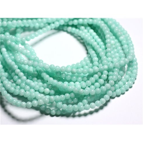 Fil 39cm 92pc env - Perles de Pierre - Jade Vert Turquoise Boules 4mm -  4558550039385