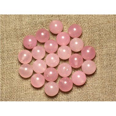 Fil 39cm 38pc environ - Perles Pierre Jade Boules 10mm Rose clair bonbon 2