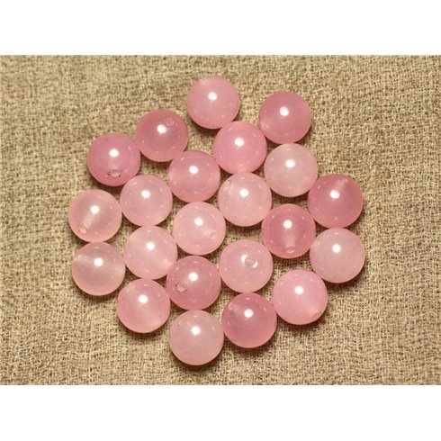 Fil 39cm 37pc env - Perles de Pierre - Jade Boules 10mm Rose clair