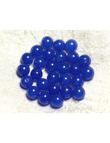 10pc - Perles Pierre Jade Boules 8mm Bleu roi - 7427039749305