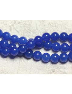 10pc - Perles Pierre Jade Boules 8mm Bleu roi - 7427039749305