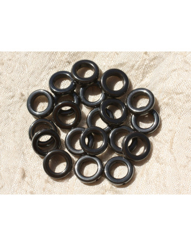 4pc - Perles Pierre Hématite Cercles Donuts...