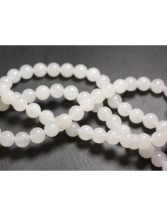 Fil 38cm 26pc environ - Perles Pierre Jade Boules 14mm Blanc transparent