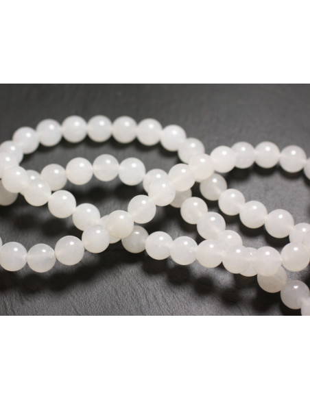 Fil 39cm 26pc env - Perles de Pierre - Jade Boules 14mm Blanc Opaque