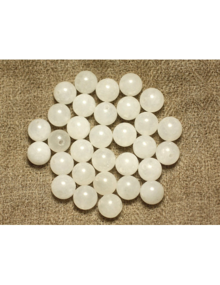 Fil 39cm 26pc env - Perles de Pierre - Jade Boules 14mm Blanc Opaque