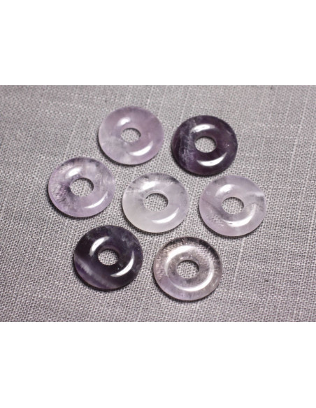 Stone Pendant Necklace - Amethyst Donut Pi 20mm