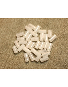 4pc - Perlas de piedra - Tubos de Cuarzo Rosa 13x4mm -...