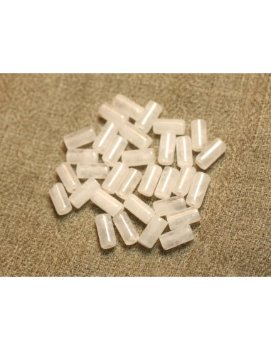 4pc - Stone Beads - Rose Quartz Tubes 13x4mm -...