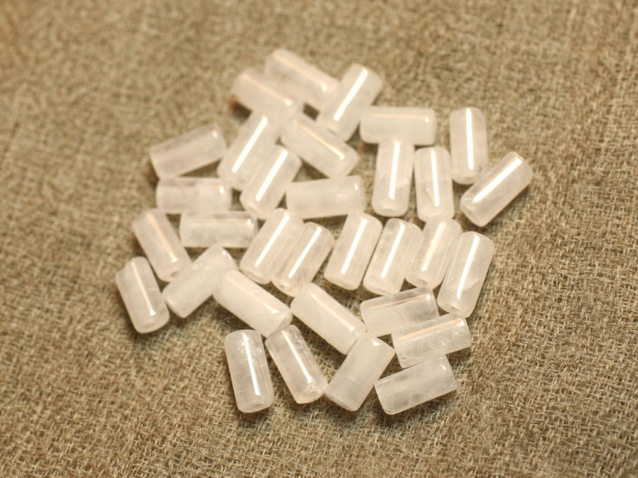 4pc - Stone Beads - Rose Quartz Tubes 13x4mm - 4558550095473