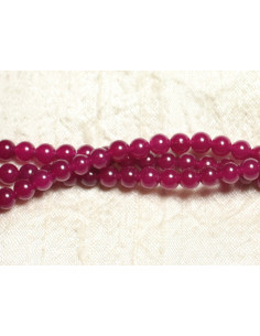 Fil 39cm 90pc environ - Perles Pierre Jade Boules 4mm Rose Fuchsia Framboise 2