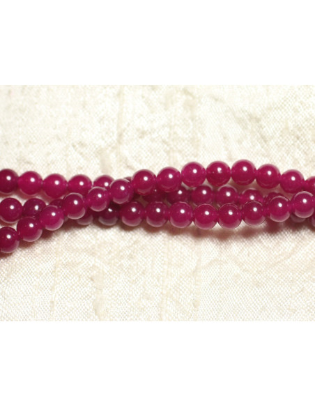 Filo 39 cm 92 pezzi circa - Perline di pietra - Palline di giada 4 mm Rosa fucsia Raspberry 4558550008756