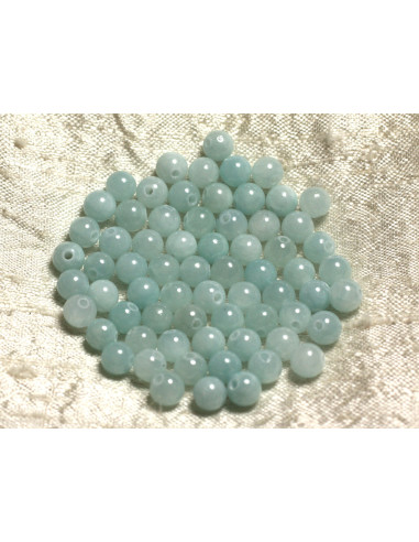 Fil 39cm 90pc environ - Perles Pierre Jade Boules 4mm bleu vert clair turquoise