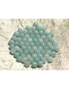 30pc - Perles Pierre Jade Boules 4mm bleu vert clair turquoise - 7427039739351 2