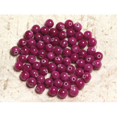 20pc - Perles Pierre Jade Boules 6mm Rose fuchsia rubis framboise - 7427039736770 2