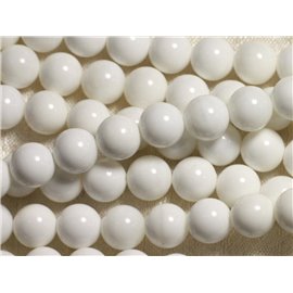 1 Fil 39cm Perles de Nacre blanche opaque Boules 6mm