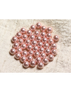 Fil 39cm - Perles de Nacre Boules 8mm Rose Pastel  2