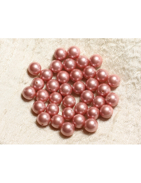 1 Wire 39cm - Mother of Pearl Pearls 8mm Rose Incarnadine
