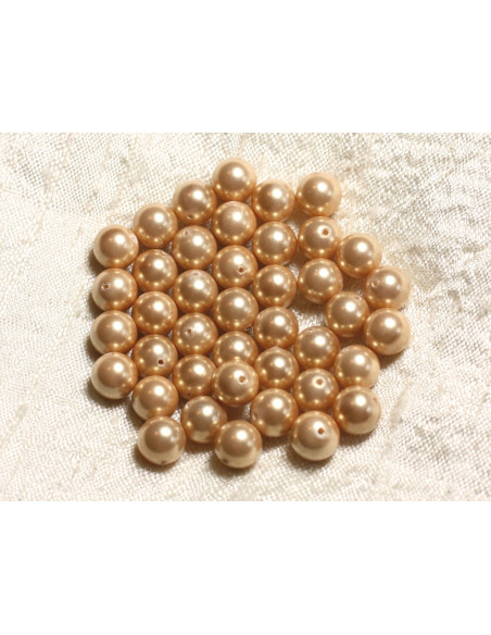 1 Wire 39cm - Mother of Pearl Pearls 8mm Golden Yellow Balls