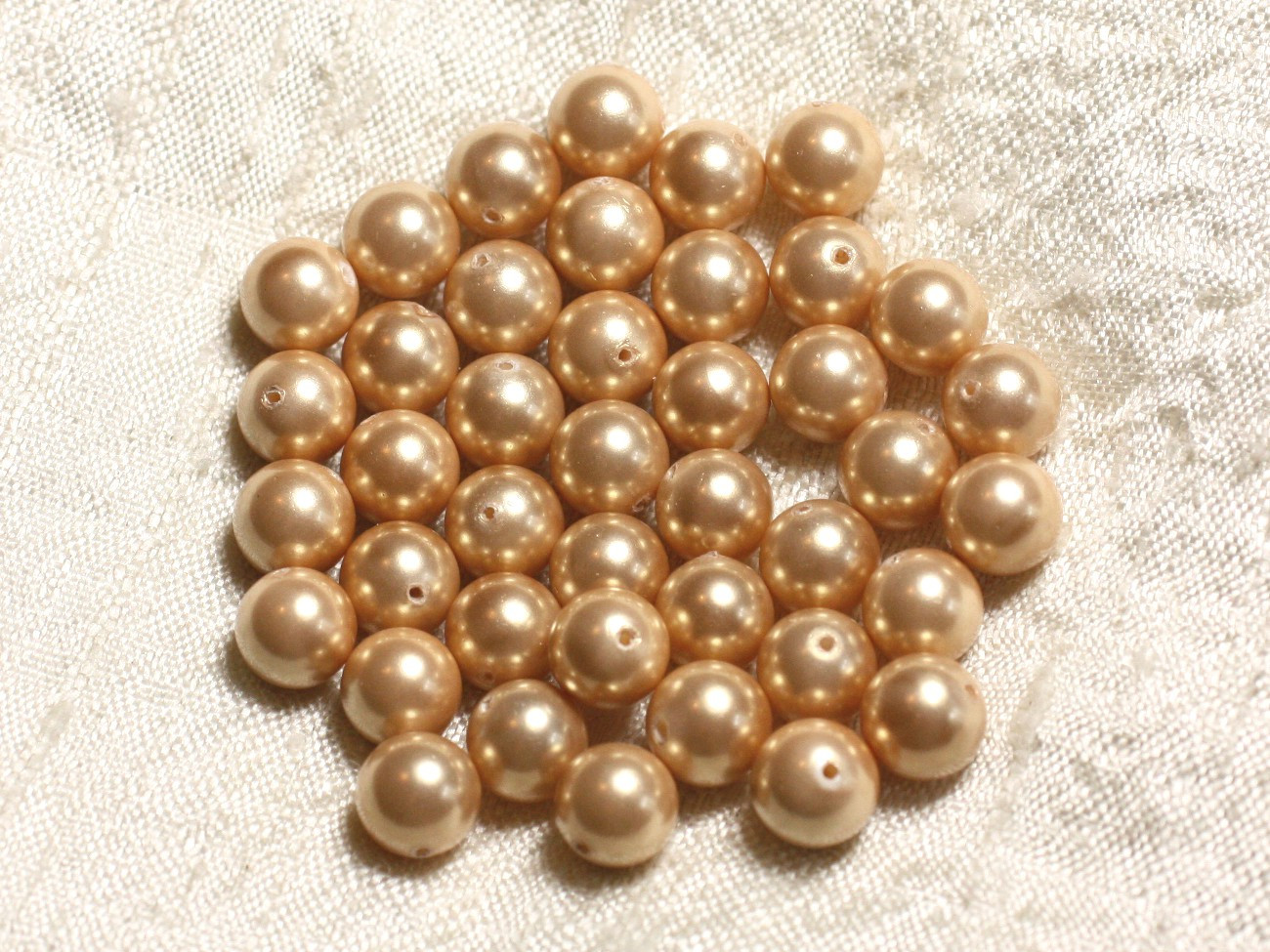 1 Wire 39cm - Mother of Pearl Pearls 8mm Golden Yellow Balls