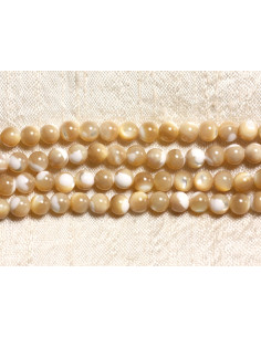 10 Stück - Beige Irisierende Perlmutt Beige Perlen 6mm...