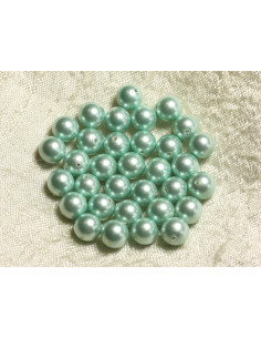 10pc - Perles Coquillage Nacre Boules 8mm Vert Turquoise Menthe irisé - 7427039749466 2