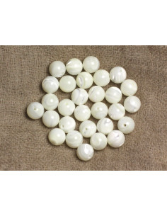 30pc - Perles de Nacre Blanche Irisée Boules 4mm... 2