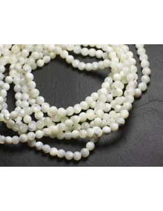 30pc - Perles de Nacre Blanche Irisée Boules 4mm...