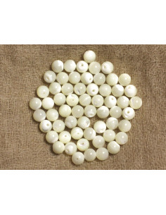 30pc - Perles de Nacre Blanche Irisée Boules 4mm... 2
