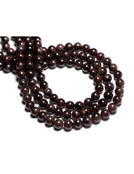 4pc - Perles Pierre Grenat Boules 10mm rouge bordeaux noir - 4558550026811