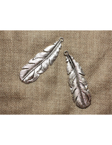 2pc - Rhodium Silver Plated Metal Pendant 53mm...