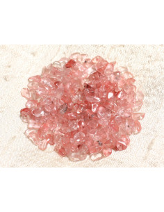 Fil 89cm 250pc env - Perles de Pierre - Quartz Cerise Rocailles Chips 4-9mm 2
