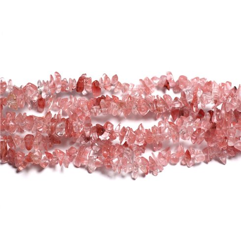 140pc environ - Perles Pierre Quartz Cerise Rocailles Chips 4-12mm rose corail peche - 7427039749497