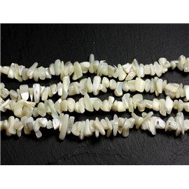 Fil 89cm 250pc env - Perles Nacre Blanche Rocailles Chips 5-15mm