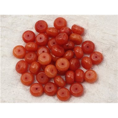 10pc - Perles Pierre Jade Rondelles 10x6mm Orange - 4558550021144