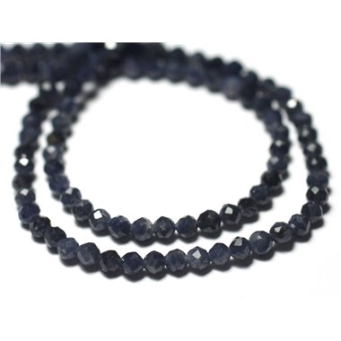 10pc - Perles Pierre Saphir Boules Facettées 1.5-2mm bleu nuit noir gris - 7427039728942