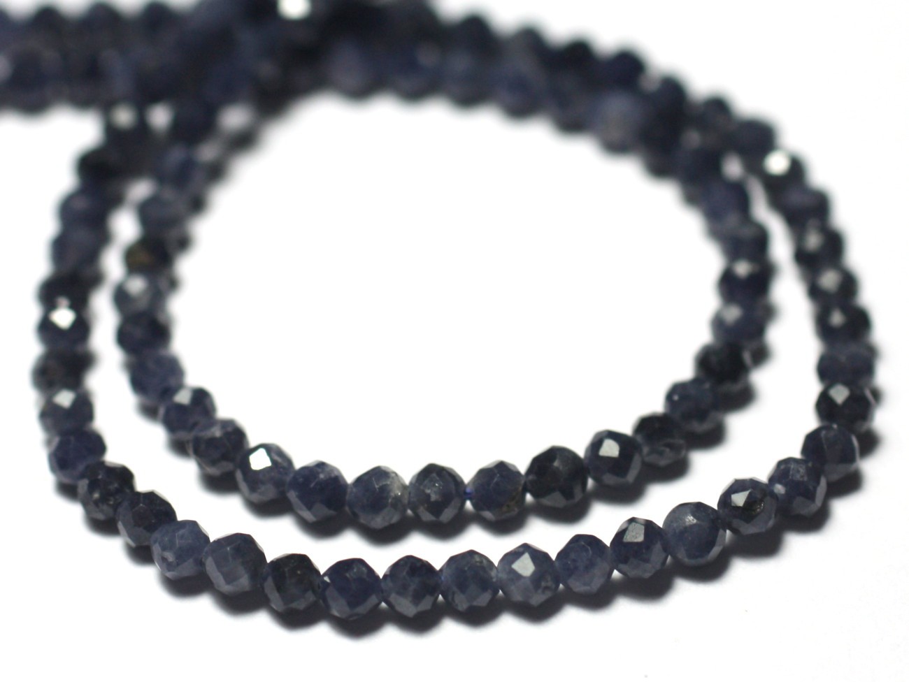 Fil 39cm 170pc env - Perles de Pierre - Saphir Bleu Boules Facettées 2mm
