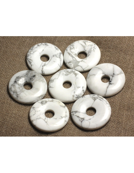 Halbedelstein Donut Anhänger - Howlite Donut Pi 40mm 4558550030443