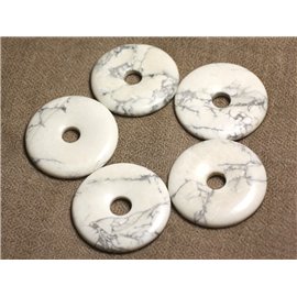 Pendentif Donut Pierre semi précieuse - Howlite Donut Pi 40mm  4558550030443